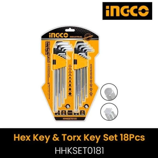 Ingco 18 Pcs Hex Key And Torx Key Set