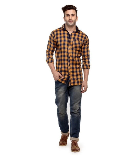 Hangup Cotton Slim Fit Checks Mens Casual Shirt - Yellow ( Pack of 1 ) - None