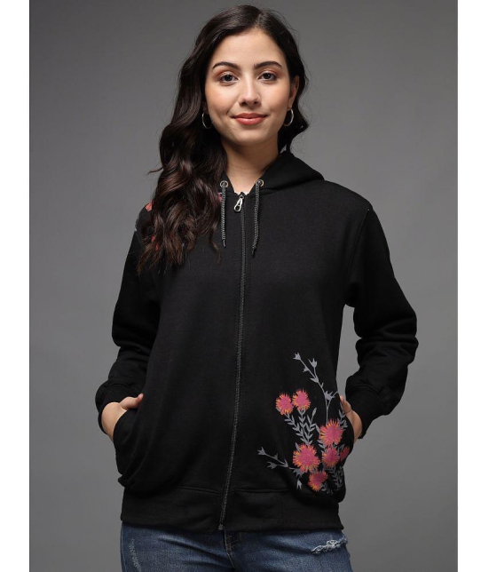 eWools.in Cotton Blend Womens Hooded Sweatshirt ( Black ) - None