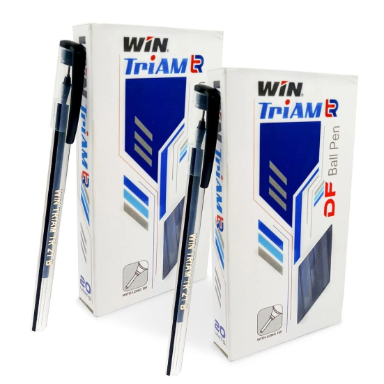 Win Pens Triam Tr Pen, (Black 40 Pcs) | Lightweight Body Design | Use and Throw Pens | For One Time Use | Ideal for School Office & Business | Budget Friendly Stick Ball Point Pens