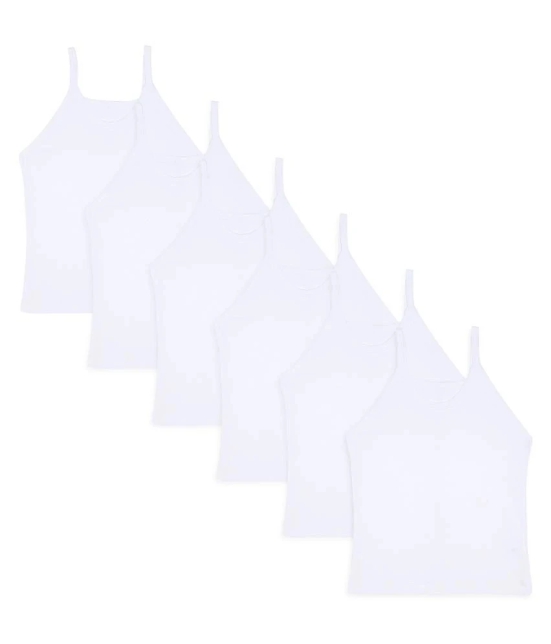 Bodycare Girls White Dori Neck Sleeveless Vest pack Of 6 - None