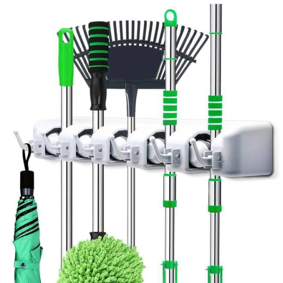 5-LAYER MULTIPURPOSE WALL MOUNTED ORGANIZER MOP AND BROOM HOLDER