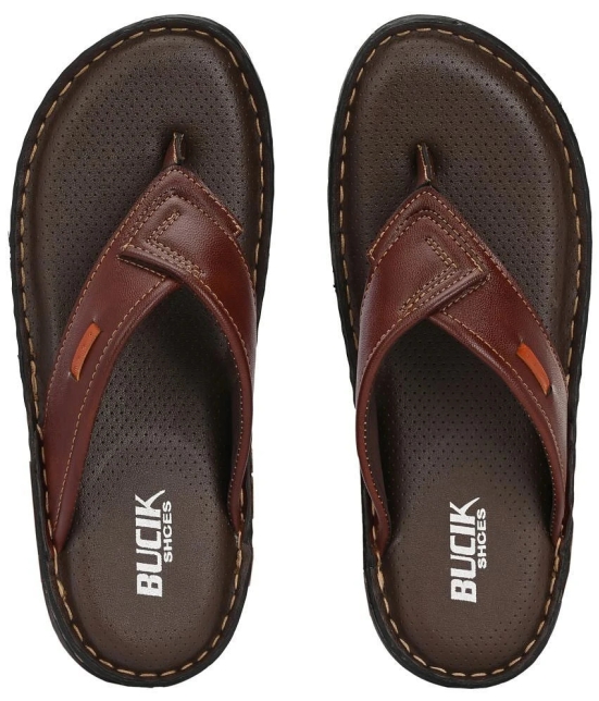 Bucik BROWN Mens Leather Slipper - None