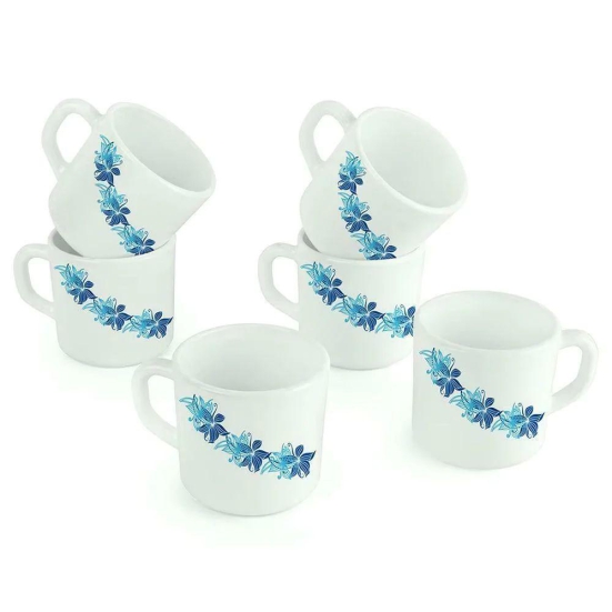 Cello Opalware Stella 100 ML Small Mug | White |  Set of 6 Pcs