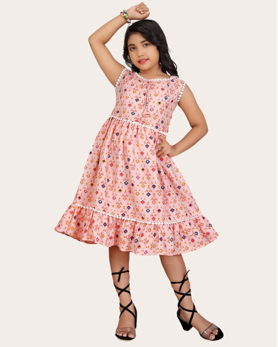 Girls Midi/Knee Length Festive/Wedding Dress-Pink / 4 - 5 Years