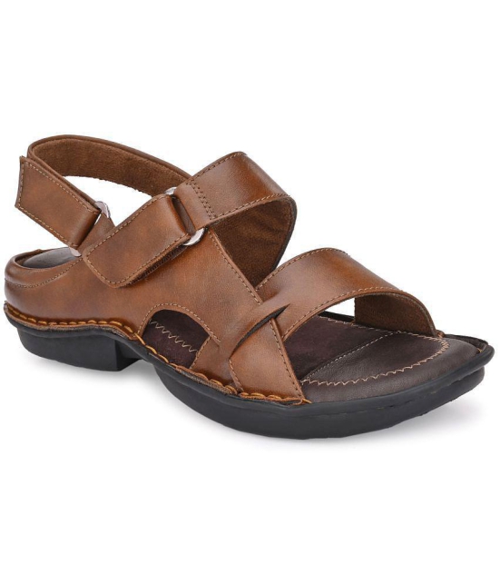 softio Brown Synthetic Leather Sandals - None