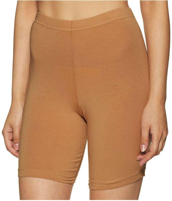 Outflits Beige Cotton Solid Shorts - Single - XXL