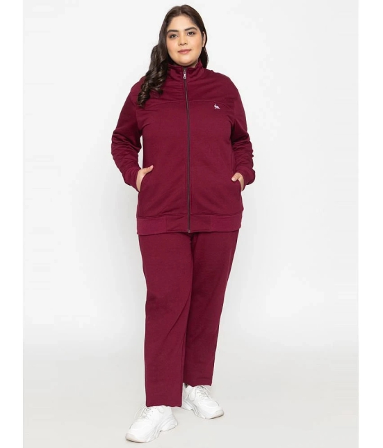 YHA Maroon Fleece Solid Tracksuit - Pack of 1 - None