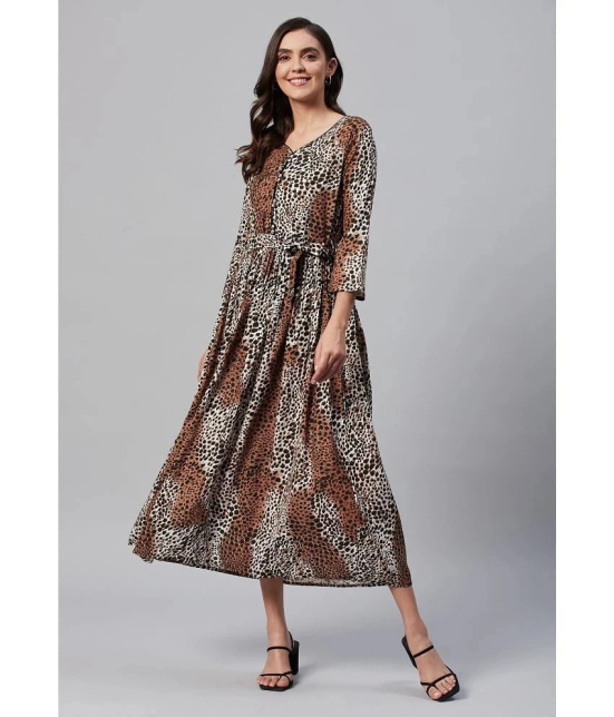 JC4U - Brown Cotton Blend Womens A- line Dress ( Pack of 1 ) - None