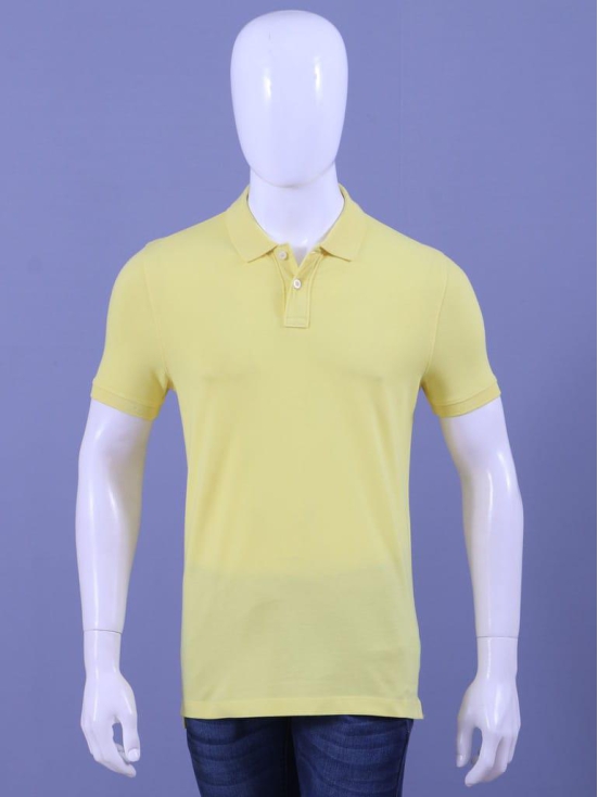 Mens Yellow Enzyme Finish Solid PoloT-Shirt