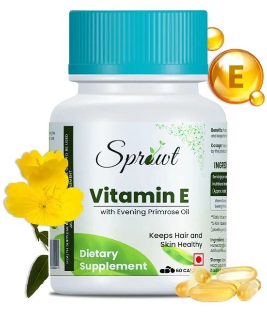 Sprowt Vitamin E - 60 Capsules for Face and Hair, with Antioxidant Support and Immunity Booster