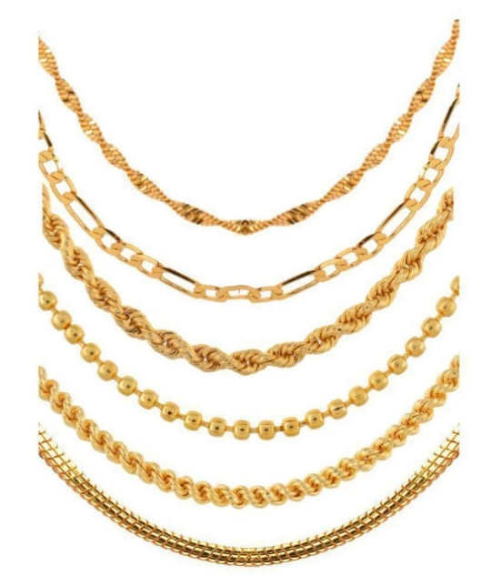 AanyaCentric - Gold Plated Chains Combo ( Pack of 6 ) - Golden