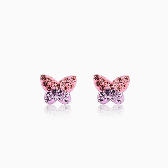 Silver Sparkly Butterfly Kids Earrings (4-12 yrs)