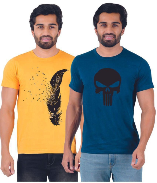 ferocious - Yellow Cotton Regular Fit Men's T-Shirt ( Pack of 2 ) - None