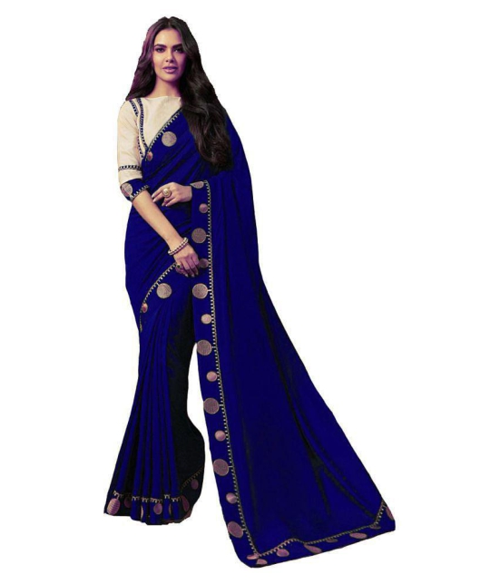 Bhuwal Fashion Blue Vichitra Silk Saree