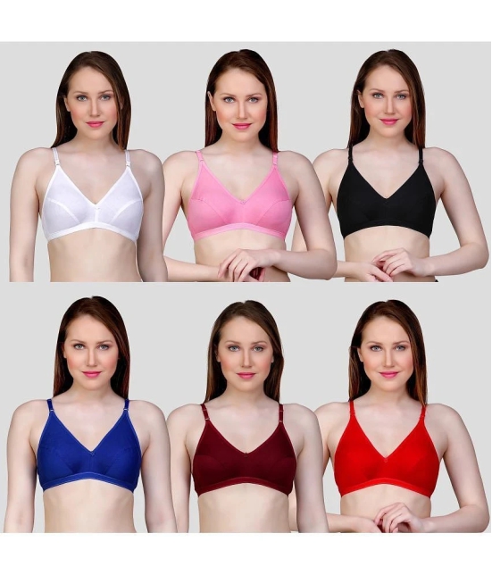 TCG Pack of 6 Cotton Blend Non Padded Womens Push Up Bra ( Multicolor ) - None