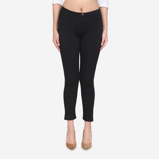 Women's Cotton Stretchable Jeggings - Black Black XXL