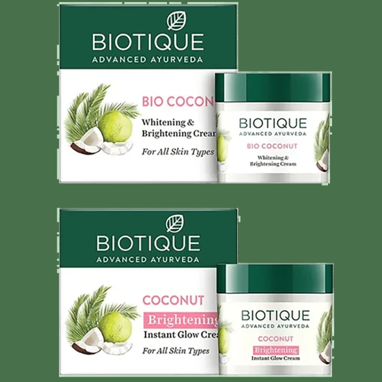 BIOTIQUE Brightening Instant Glow Cream - Coconut, For All Skin Type, 50 g Carton