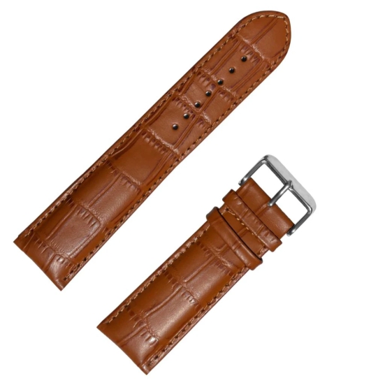 Exelent Half-Padded, Croco Design Leather Watch Strap Perfect For TISSOT Watches Tan 22 MM