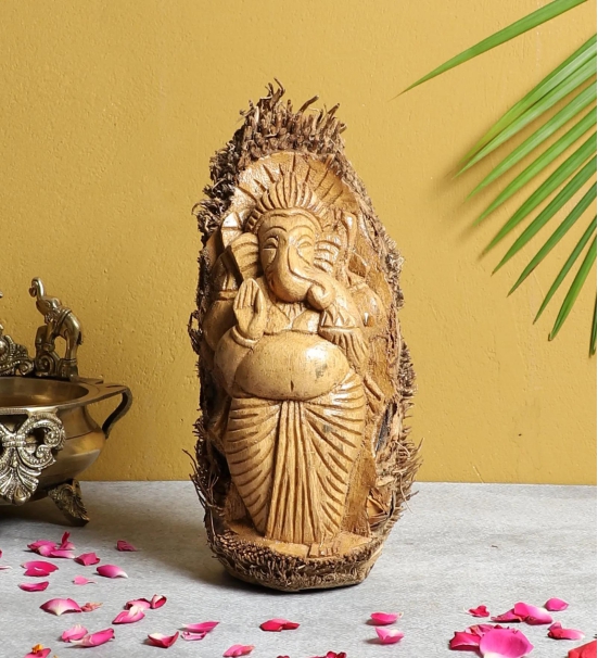 Hand-carved Bamboo Root Idol - Ganesha-Medium - 10 inches