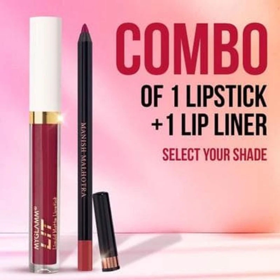 Manish Malhotra Beauty Lip Liner & Filler + MyGlamm LIT Liquid Matte Lipstick