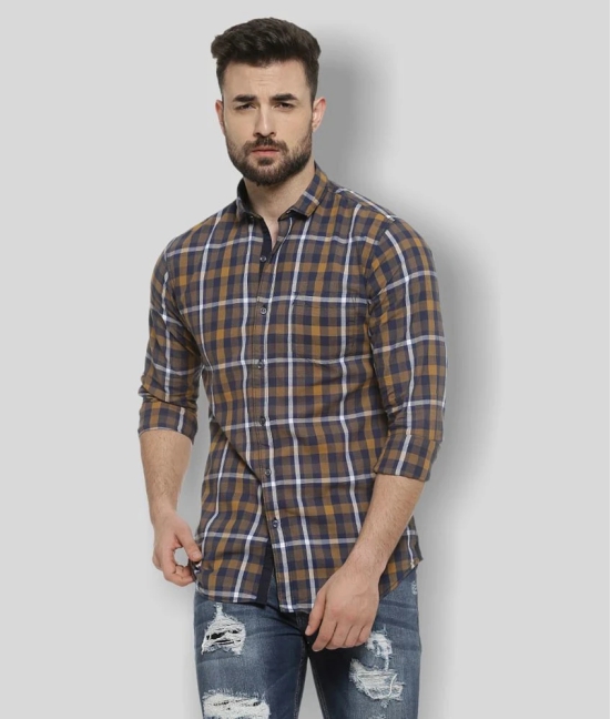 Campus Sutra Cotton Regular Fit Checks Full Sleeves Mens Casual Shirt - Brown ( Pack of 1 ) - None