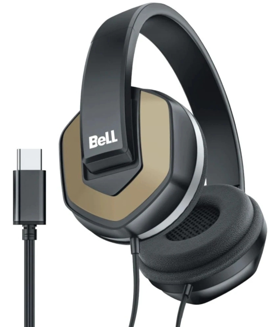 Bell BLHDP130A Type C Wired Headphone Over Ear 24 Hours Playback Passive noise cancellation IPX4(Splash & Sweat Proof) Black