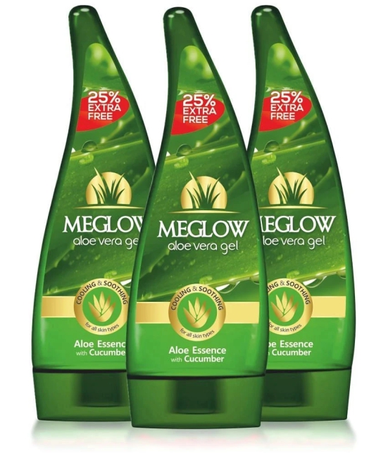 Meglow Aloevera Gel For All Skin Types With Cucumber Extracts 125 g Each Pack Of 3