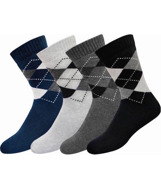 hicode Blended Mens Printed Multicolor Full Length Socks ( Pack of 4 ) - Multicolor