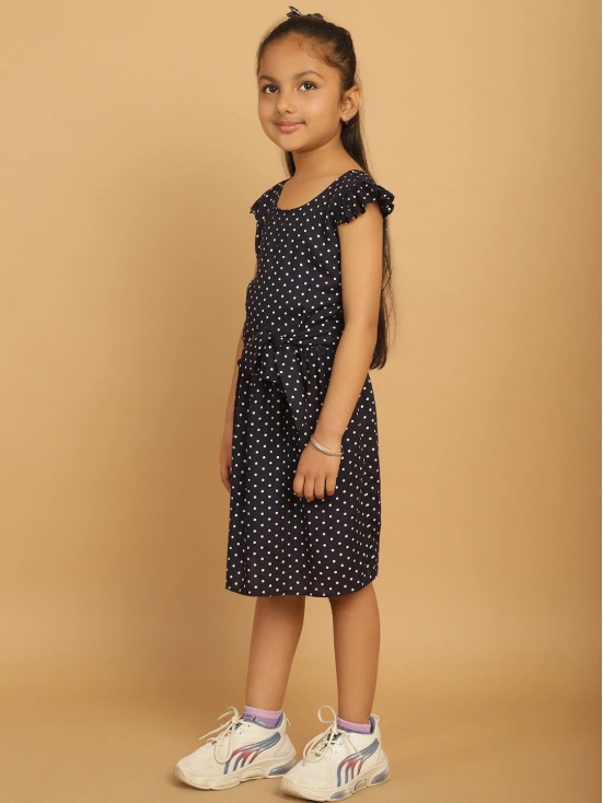 MINI & MING Girls Polka Dot Print Flutter Sleeve Fit & Flare Dress