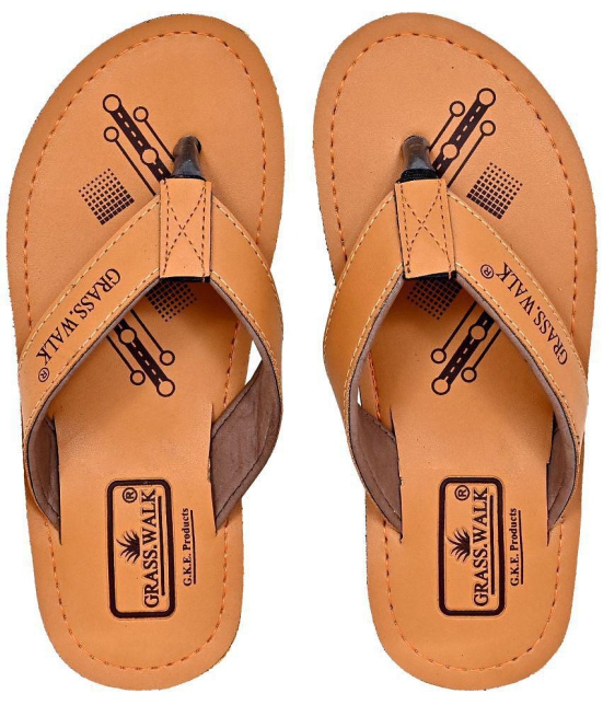 GRASS WALK - Tan Mens Thong Flip Flop - None