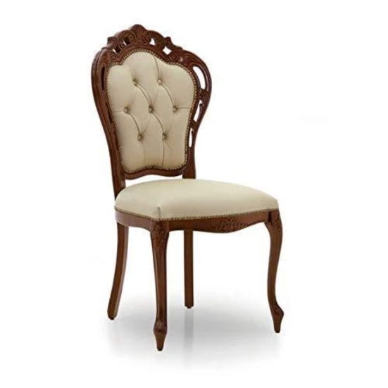 Wooden Twist Hand Carved Teak Wood Dining Chair ( Brown )-Brown