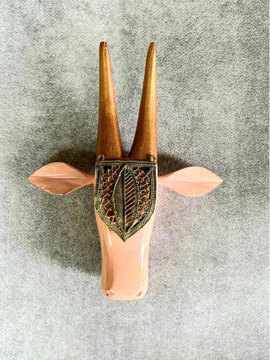 Dhokra Jeweled Cow Head-Peach