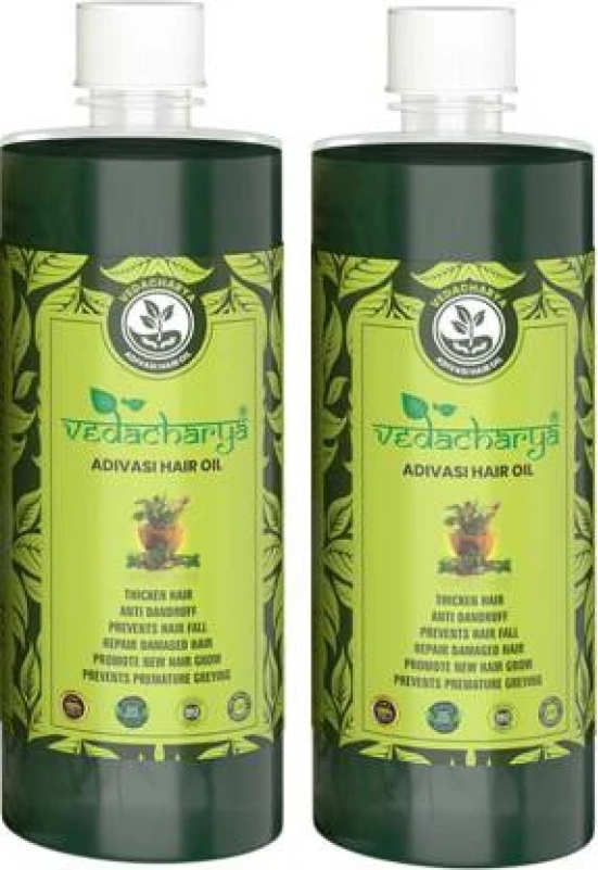 Vedacharya Adivasi Hair Oil Long & Shiny Strong Hairs| Control Damage,Split-ends & Hairfall Hair Oil (1000 ml)