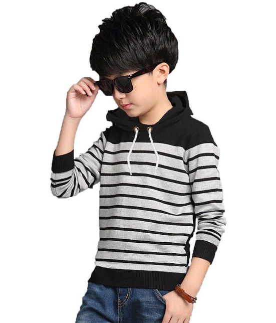 FORCE Kids Cotton hooded Tshirt Black::Grey 15-16 Years - None