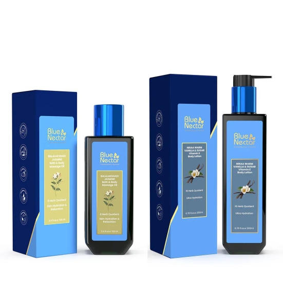 Balalakshadi Jasmine Body Massage Oil and Vanilla Body Lotion for Skin Brightening & Hydration