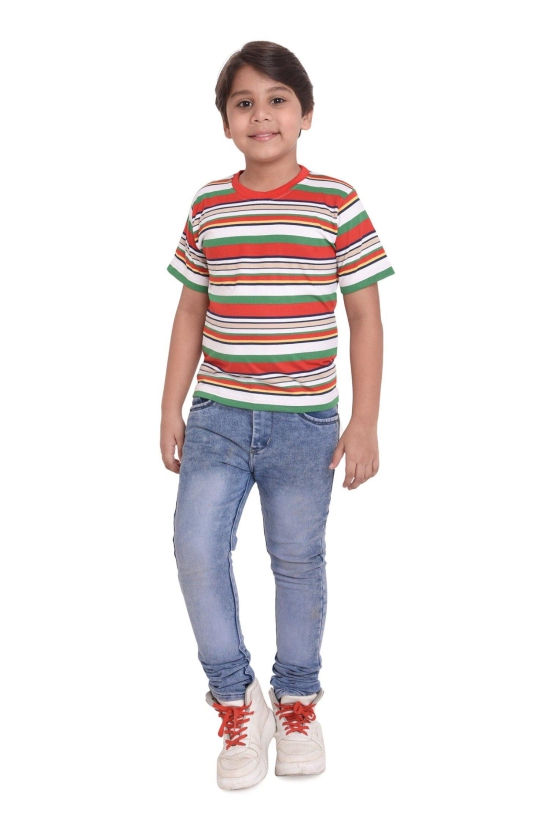 Neo Garments Boys Round Neck Cotton Striped T-Shirt. | SIZE FROM 7YRS TO 14YRS-(10-11YRS) / RED