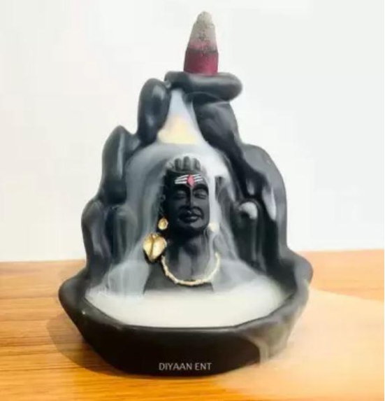 Smoke Fountain Lord Shiva Cone Incense Holder Showpiece with 10 Free Smoke Backflow--