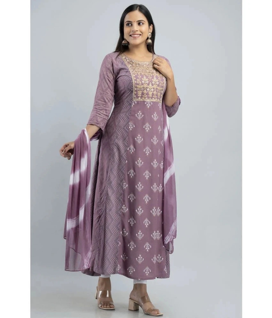 MAUKA - Purple Anarkali Rayon Womens Stitched Ethnic Gown ( Pack of 1 ) - None