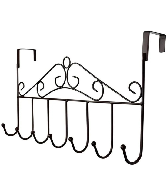 Over The Door Hanger with 7 Hooks (Black) (Pack of 1)