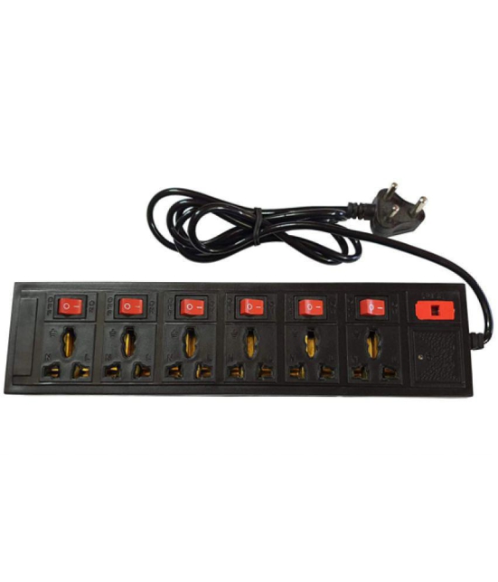 Leavess-6+6  Extension Cord with 3 Meter Long Wire  6 AMP-250 Volts 6+1 Surge Protector/Computer Spike/Compute Strip/Extension Board with LED Indicator and Fuse Protection