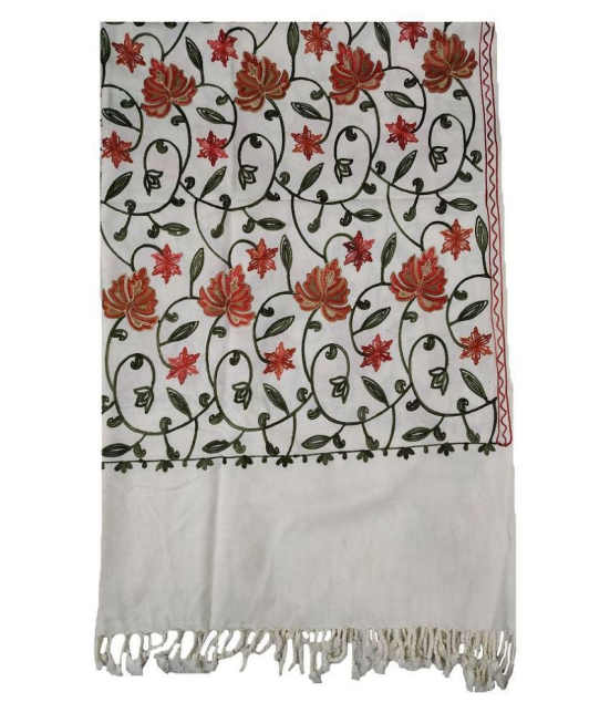 KASHMIRI White Ari Embroidery Shawl