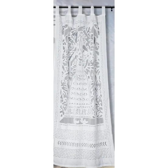 Fresh Handcrafted White Applique Curtain