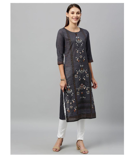 Alena Grey Cotton Straight Kurti - XXL