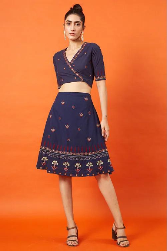 Okhai Sultana Kutch Embroidered Pure Cotton Skirt-XS