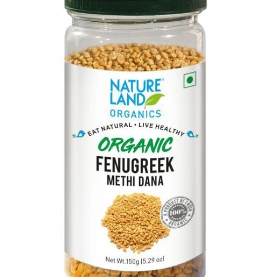 Natureland Organics Spices Combo - Fenugreek 150 gm, Fennel (Saunf) 100 gm, Turmeric Powder 200 gm & Red Chilli Powder 200 gm