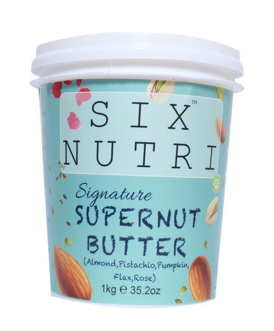 SIXNUTRI All Natural Stone Ground Keto Diet Vegan Signature Super-Nut Butter (Almonds, Pistachios, Pumpkin Seeds, Flax Seeds and Rose Petals)-1KG