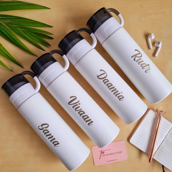 Personalized Insulated Bottle With Cup - COD Not Applicable-White