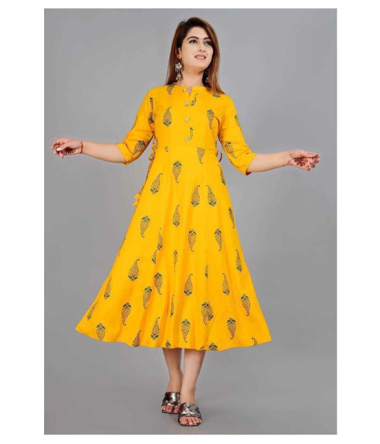 SIPET - Yellow Rayon Women's Flared Kurti - M