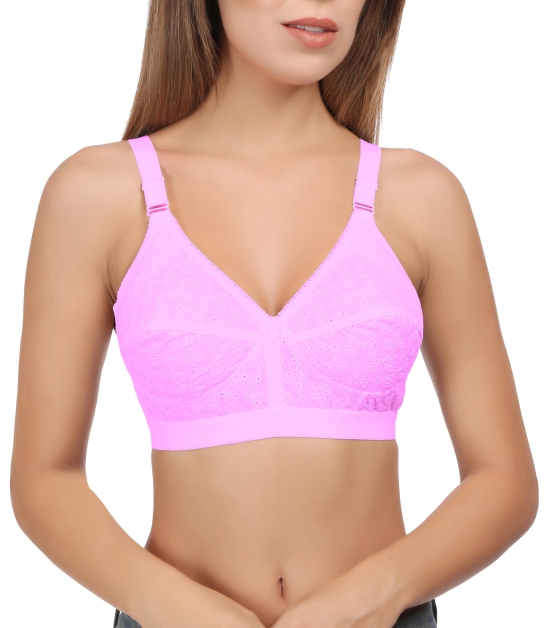 Eves Beauty Women Full Coverage Bra-34D / Pink / Cotton rich